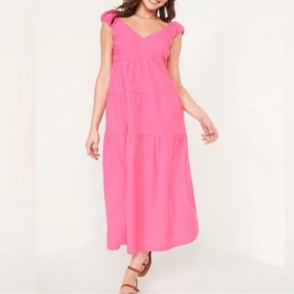 Old Navy Pink Sundress with Flutter Sleeves and Sweetheart Neckline